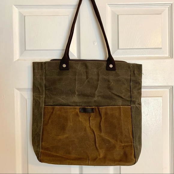 Army Green Khaki Shoulder Tote Bag Purse Top Leather Handle Satchel Handbag - Picture 3 of 11